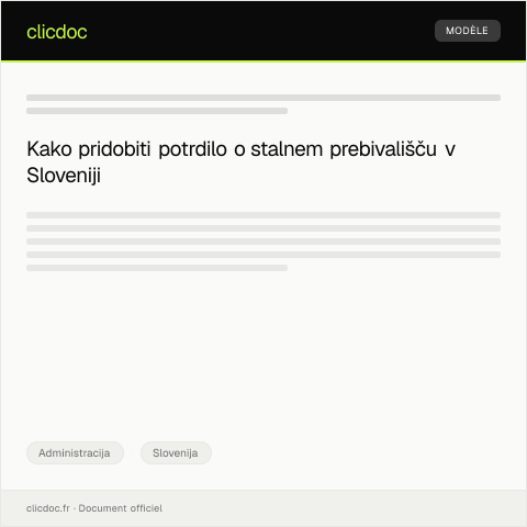 Document preview: Prošnja za potrdilo o stalnem prebivališču — Administracija, Slovenija