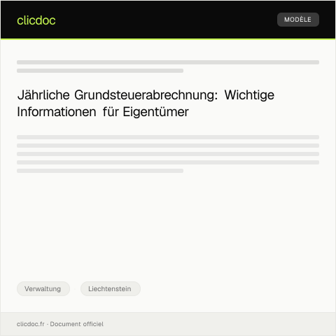 Dokumentvorschau: Prüfung der jährlichen Grundsteuerabrechnung beim Finanzamt der Gemeinde — Verwaltung, Liechtenstein