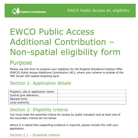 Document preview: Public access non-spatial eligibility: England Woodland Creation Offer — Forestry Commission, United Kingdom