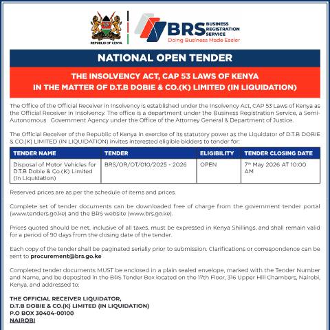 Document preview: PUBLIC NOTICE_IN THE MATTER OF D.T.B DOBIE & CO.(K) LIMITED (IN LIQUIDATION) — Document, Kenya (CERFA n°PUBLIC-NOTICE_IN-THE-MATTER-OF-D.T.B-DOBIE-CO.K-LIMITED-IN-LIQUIDATION)