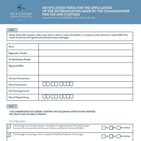Document preview: Public Owned Companies — poc_notification_form_art43(6)(f).pdf — corporate_tax, Malta (CERFA n°poc_notification_form_art43(6)(f))