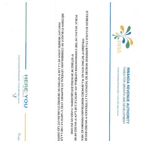 Document preview: PUBLIC RULING OF COMMISSIONER GENERAL — CG directive / ruling, Rwanda (CERFA n°PUBLIC_RULING_OF_COMMISSIONER_GENERAL)