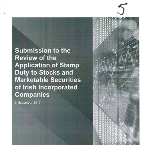 Document preview: Submissions to Consultation - Review of the Application of Stamp Duty to the Stocks and Marketable Securities of Irish Incorporated Companies — public submission number 5 review of the application of stamp duty to the stocks and m — Department of Finance, Ireland
