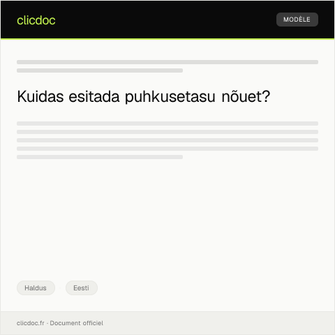 Document preview: Puhkusetasu nõude esitamine — Haldus, Eesti