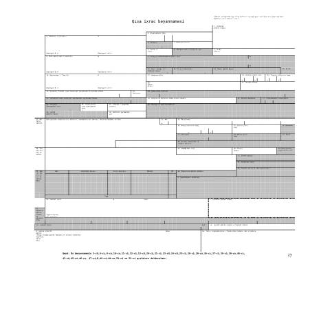 Document preview: Qısa ixrac bəyannaməsi — Gömrük (douane — export), Azərbaycan