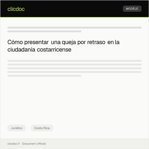 Vista previa del documento Presentar queja formal por retraso en la resolución de trámite de ciudadanía — Jurídico, Costa Rica