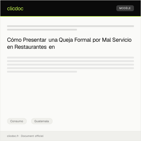 Vista previa del documento Presentar queja formal por servicio deficiente en restaurante — Consumo, Guatemala