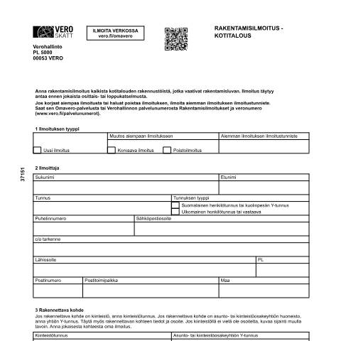 Document preview: Rakentamisilmoitus, kotitalous (3714, 3715, 3716) — Rakentamisilmoitus, kotitalous (3714, 3715, 3716), Suomi