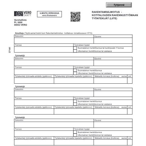 Document preview: Rakentamisilmoitus, kotitalous (3714, 3715, 3716) — Rakentamisilmoitus, kotitalous (3714, 3715, 3716), Suomi