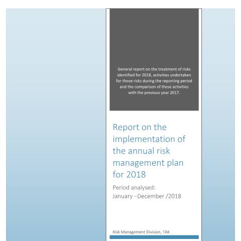 Document preview: Report on the implementation of the annual risk management plan — Annual Reports, Kosovë