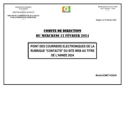 Aperçu du document Point Contact annuel 2024 — Rapport, Côte d'Ivoire