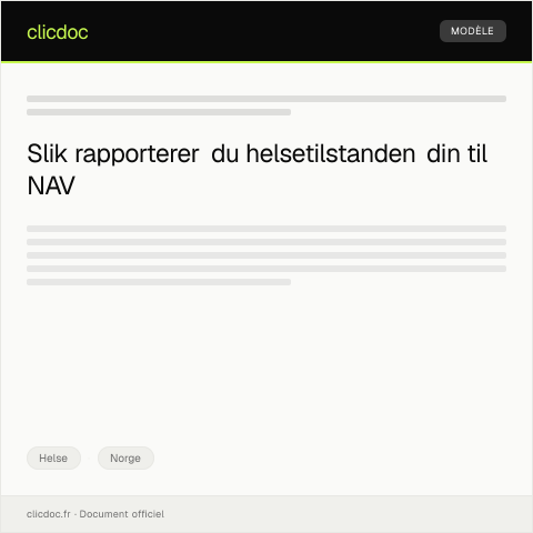 Document preview: Rapportering av helsetilstand til NAV — Helse, Norge