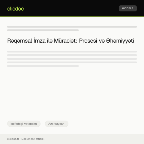 Document preview: Rəqəmsal imza ilə elektron müraciət və bəyannamə təqdimatı — İstifadəçi vətəndaş, Azərbaycan