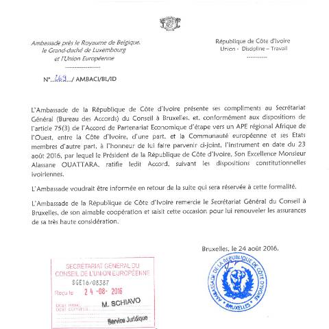 Aperçu du document Instruments ratification APEI CI UE — APEI (accord de partenariat économique), Côte d'Ivoire