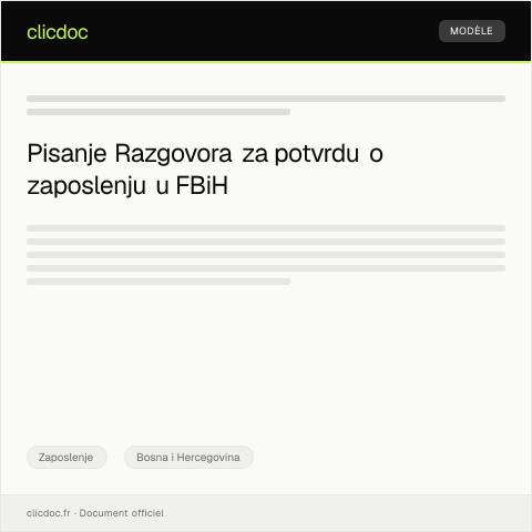 Document preview: Razgovor za potvrdu o zaposlenju — Zaposlenje, Bosna i Hercegovina
