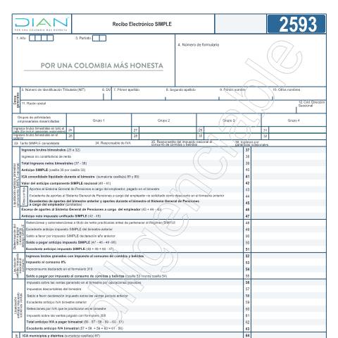 Vista previa del documento Recibo Electrónico SIMPLE - Resolución 000097 de Octubre 27 del 2020 — Año 2020, Colombia (CERFA n°F2593-2020)