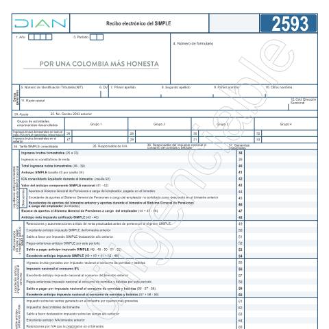 Vista previa del documento Recibo electrónico del SIMPLE. Resolución 000025 de marzo 19 de 2021 — Año 2021, Colombia (CERFA n°F2593-2021)