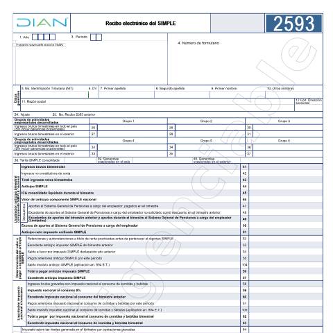Vista previa del documento Recibo electrónico del SIMPLE. Resolución 000072 del 4 de mayo de 2023. — Año 2023, Colombia (CERFA n°F2593-2023)