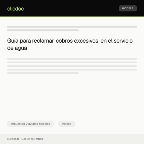 Vista previa del documento Reclamación por cobro excesivo en servicio de agua potable — Impuestos y ayudas sociales, México