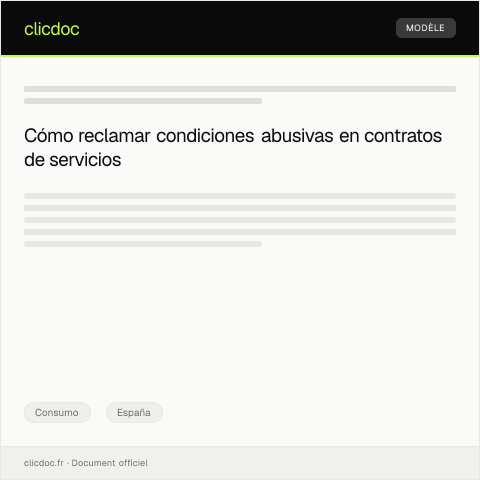 Vista previa del documento Reclamación por condiciones abusivas en contratos de servicios — Consumo, España