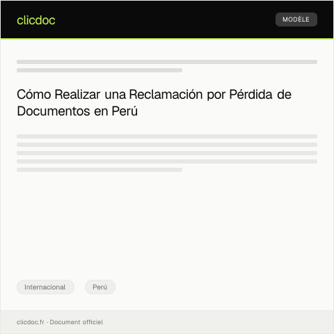Vista previa del documento Reclamación por extravío de documentos oficiales en Perú — Internacional, Perú