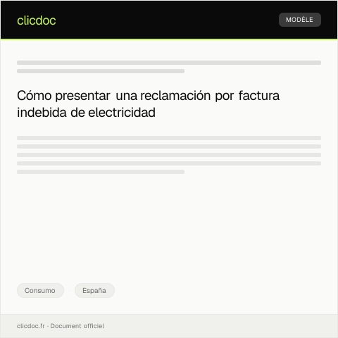 Vista previa del documento Reclamación por factura indebida en suministro eléctrico ante la compañía eléctrica — Consumo, España