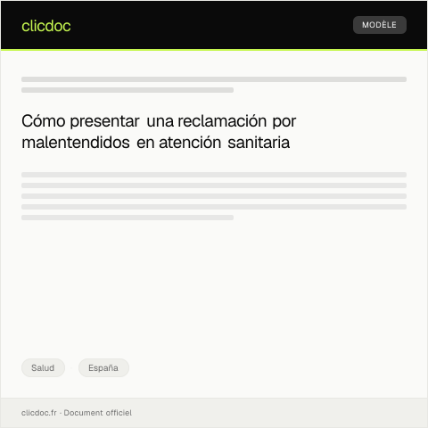 Vista previa del documento Reclamación por malentendidos en atención sanitaria — Salud, España