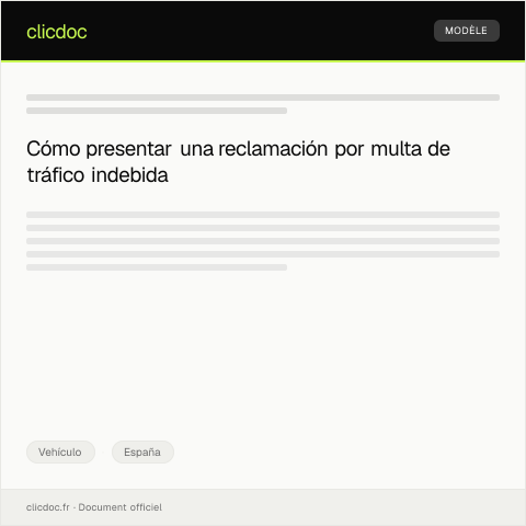 Vista previa del documento Reclamación por multa de tráfico indebida — Vehículo, España