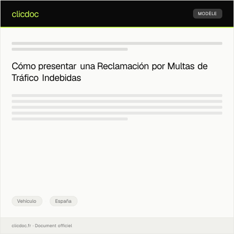 Vista previa del documento Reclamación por multas de tráfico indebidas — Vehículo, España