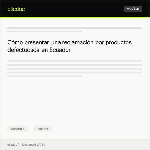Vista previa del documento Reclamación por defectos en productos adquiridos en tiendas físicas — Consumo, Ecuador