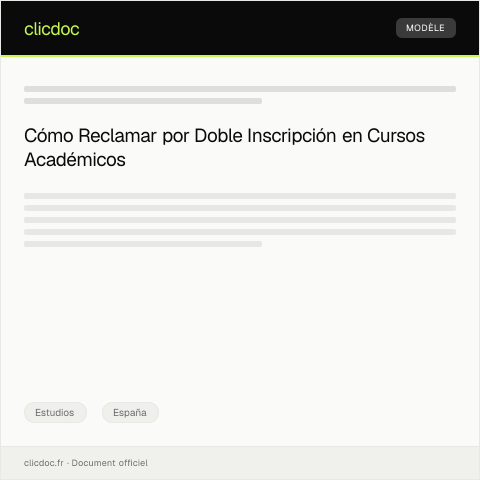 Vista previa del documento Reclamación por doble inscripción en cursos académicos — Estudios, España