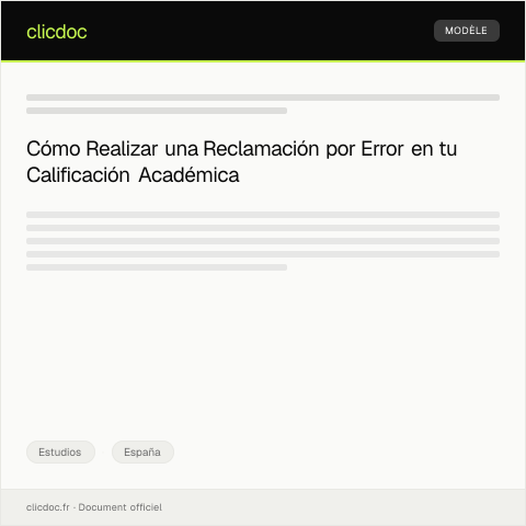 Vista previa del documento Reclamación por error en calificación académica — Estudios, España