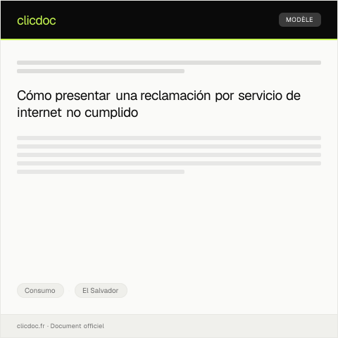 Vista previa del documento Reclamación por incumplimiento de contrato de servicio de internet — Consumo, El Salvador