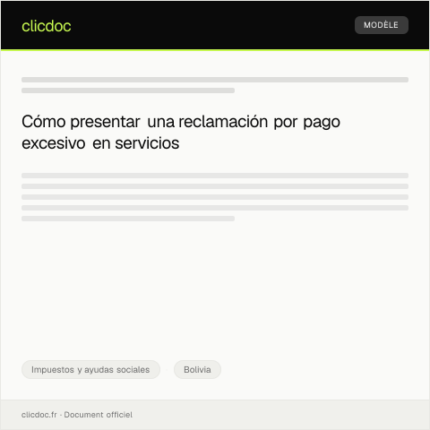 Vista previa del documento Reclamación por Pago en Exceso en Servicios Municipales — Impuestos y ayudas sociales, Bolivia