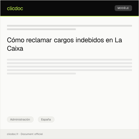 Vista previa del documento Reclamar por cargos indebidos en la cuenta bancaria en La Caixa — Administración, España