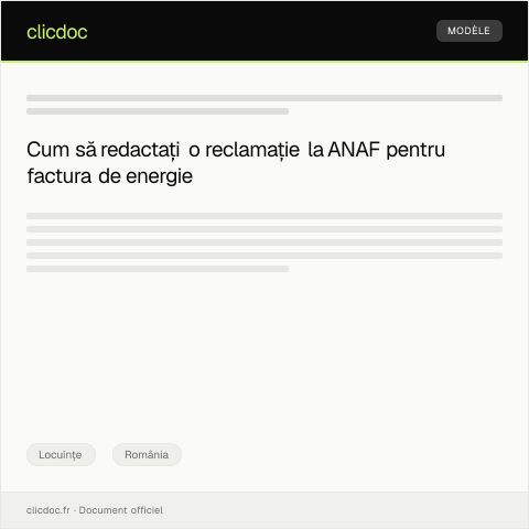 Document preview: Reclamație privind factura de energie electrică și solicitare corectare — Locuințe, România