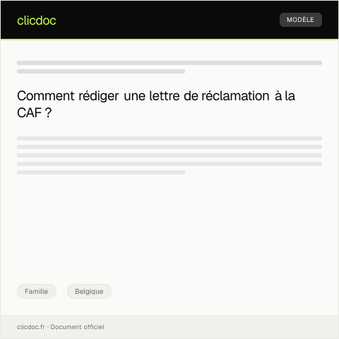Aperçu du document Réclamation concernant l'allocution de la CAF — Famille, Belgique