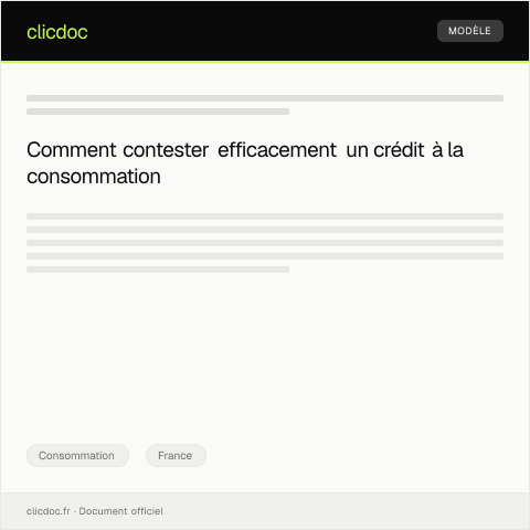 Aperçu du document Réclamation pour désaccord sur un contrat de crédit à la consommation — Consommation, France