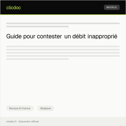 Aperçu du document Réclamation suite à un débit contesté — Banque & finance, Belgique