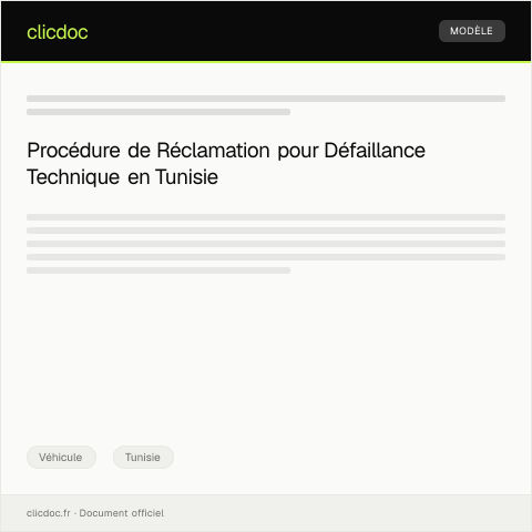 Aperçu du document Réclamation pour défaillance technique ou accident – Formulaire V004 — Véhicule, Tunisie