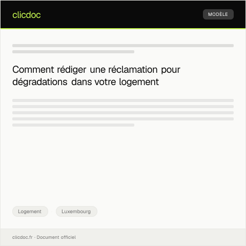 Aperçu du document Réclamation suite à une dégradation non réparée dans le logement — Logement, Luxembourg