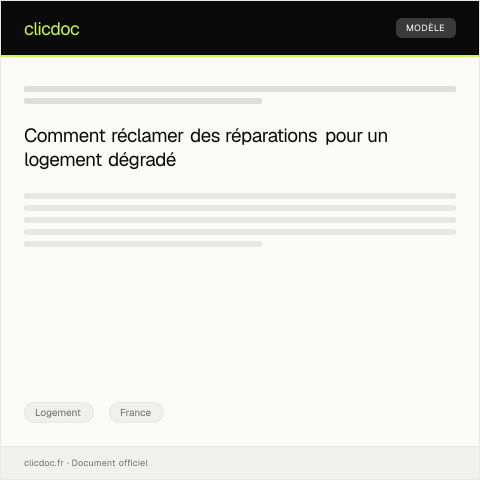 Aperçu du document Réclamation suite à la dégradation du logement loué et demande de réparation — Logement, France