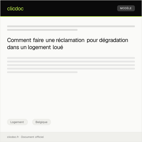Aperçu du document Réclamation pour dégradation ou réparation non effectuée dans un logement loué — Logement, Belgique