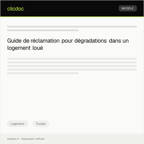 Aperçu du document Réclamation pour dégradation et demande de réparation dans le logement loué — Logement, Tunisie