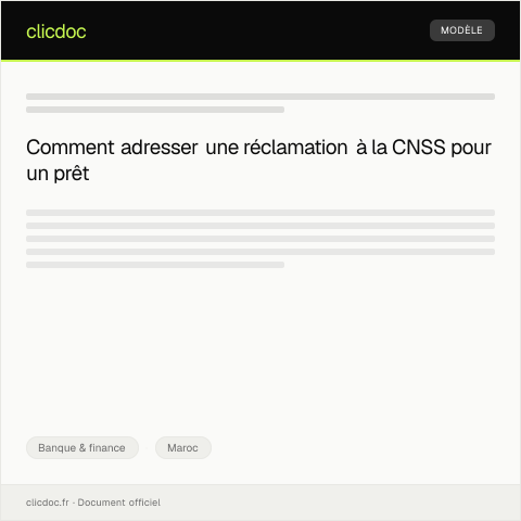 Aperçu du document Réclamation pour délai de traitement prolongé de prêt — Banque & finance, Maroc