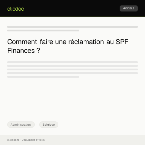 Aperçu du document Réclamation concernant un dossier en attente au SPF Finances — Administration, Belgique