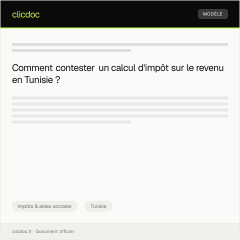 Aperçu du document Réclamation pour erreur de calcul de l’impôt sur le revenu — Impôts & aides sociales, Tunisie