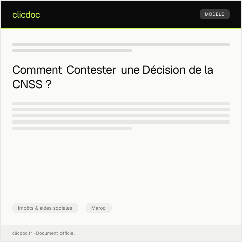Aperçu du document Réclamation pour erreur dans une décision d’aide sociale — Impôts & aides sociales, Maroc