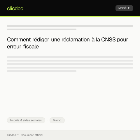 Aperçu du document Réclamation pour erreur dans la déclaration fiscale en ligne — Impôts & aides sociales, Maroc