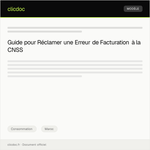 Aperçu du document Réclamation suite à une erreur de facturation — Consommation, Maroc